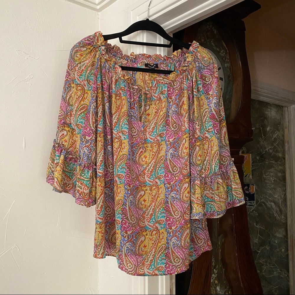 Tolani | Silk Off Shoulder Tunic Top